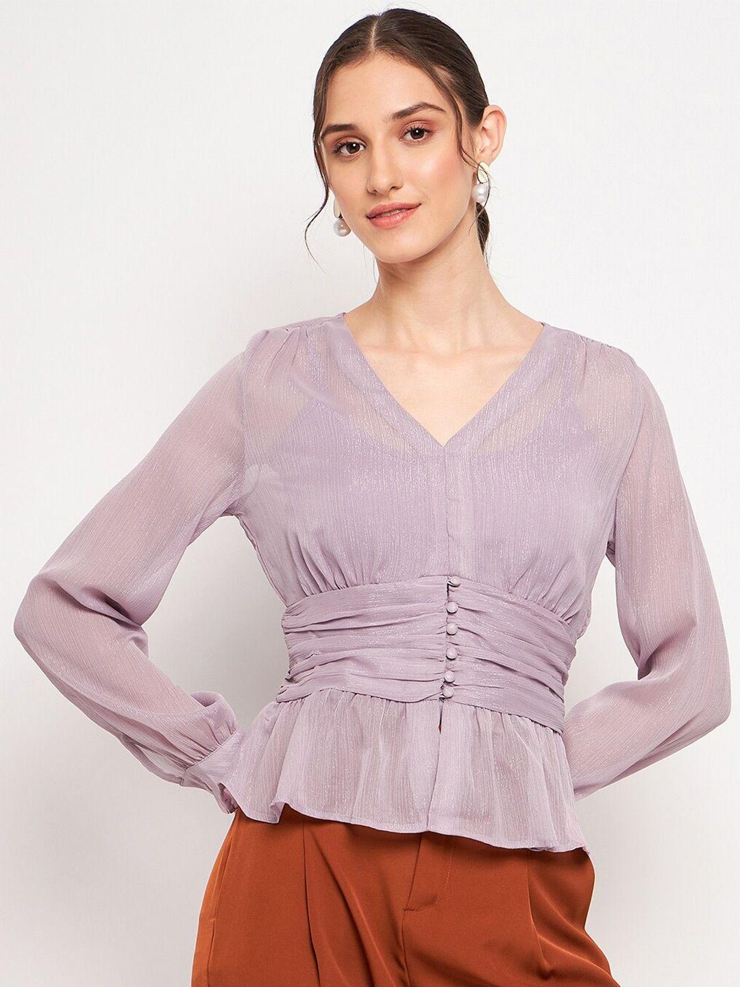 madame cuffed sleeve cinched waist top