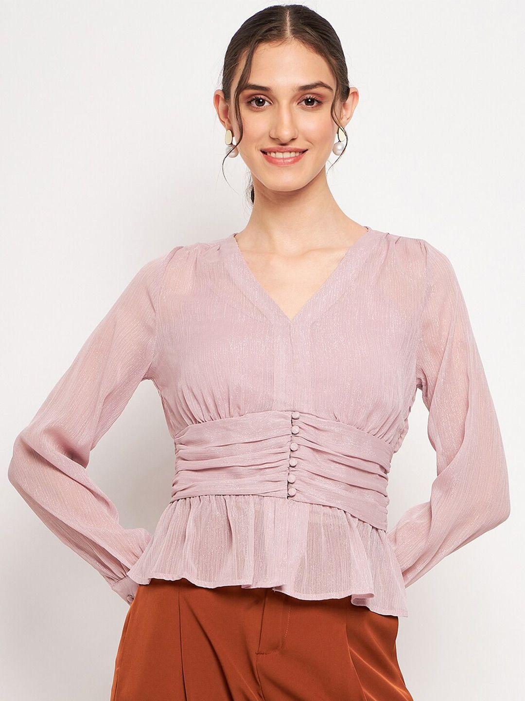 madame cuffed sleeves cinched waist top