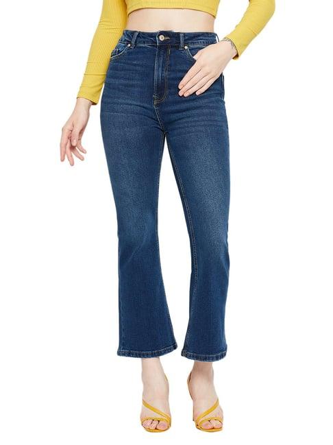 madame dark blue straight fit mid rise jeans