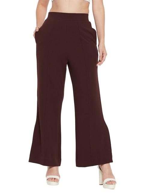 madame dark brown regular fit mid rise trousers