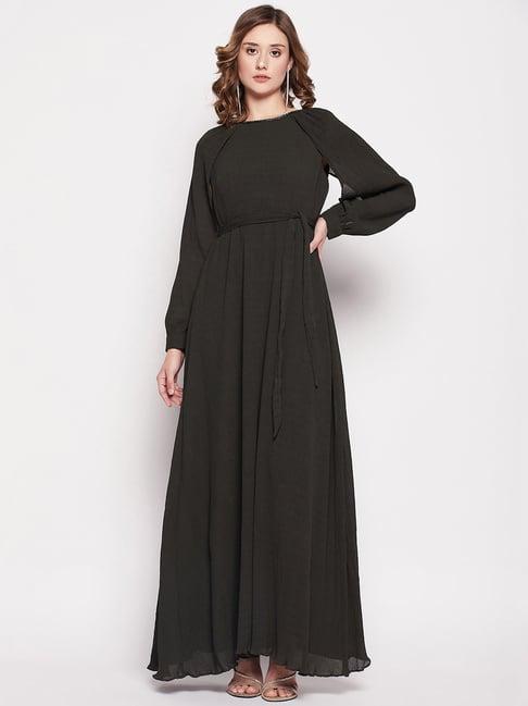 madame dark olive maxi dress