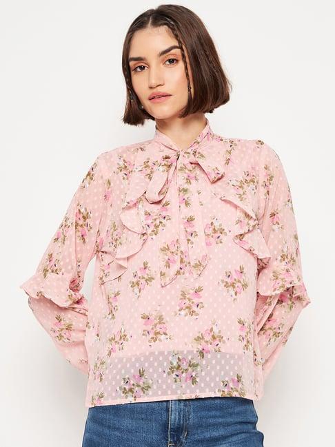 madame dusty pink floral print top