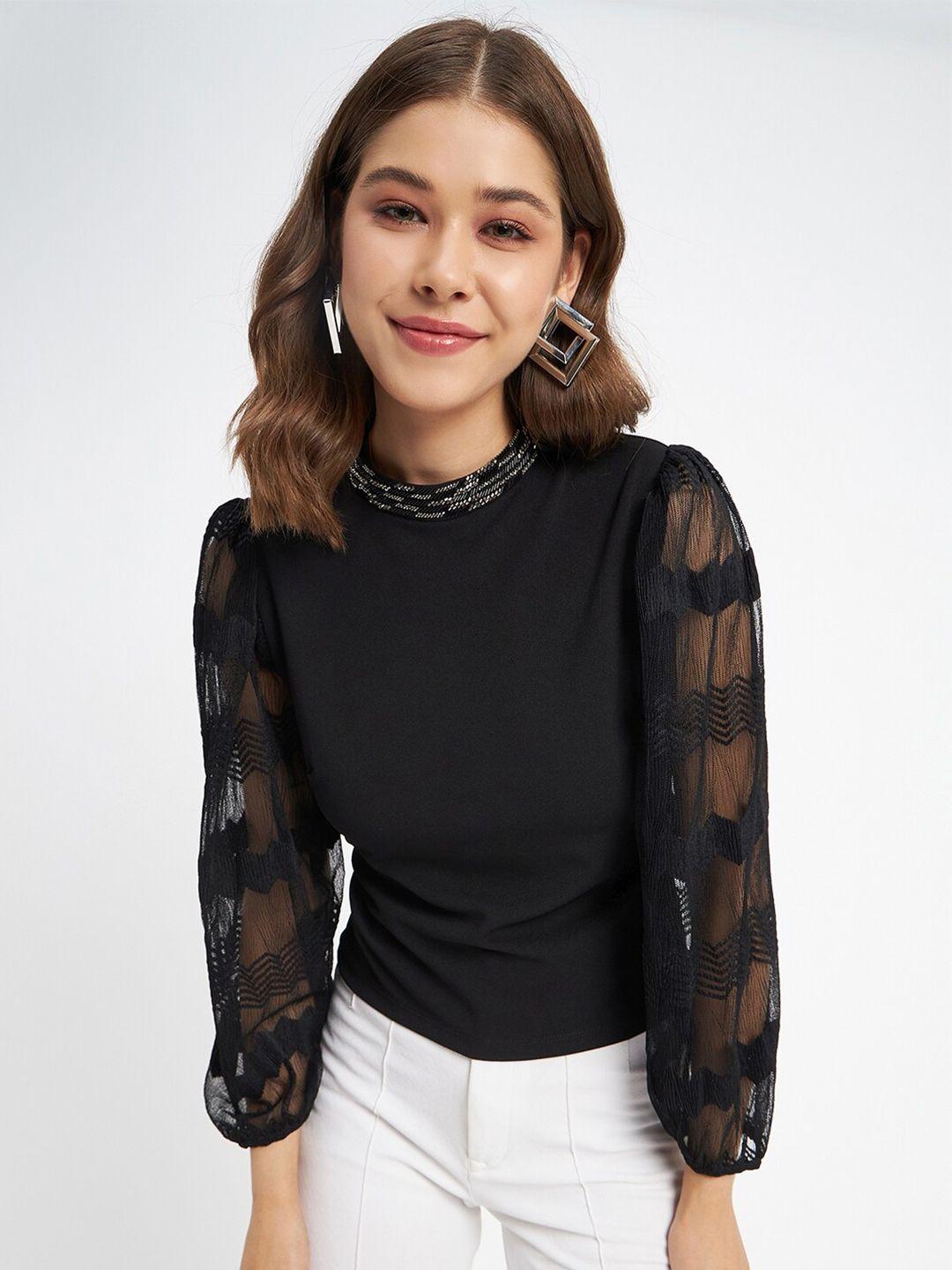 madame embellished puff sleeves top