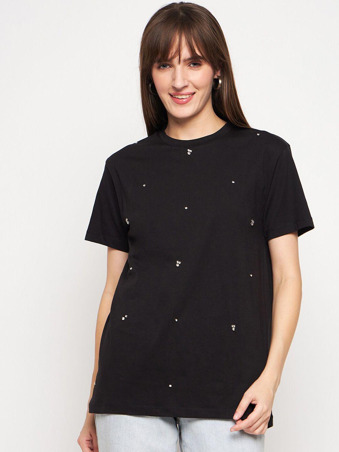 madame embellished round neck cotton regular top