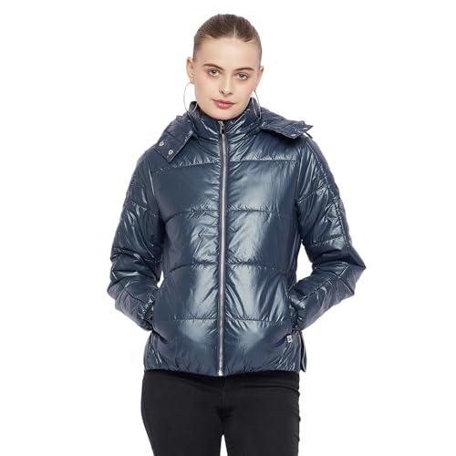 madame glossy blue puffer jacket