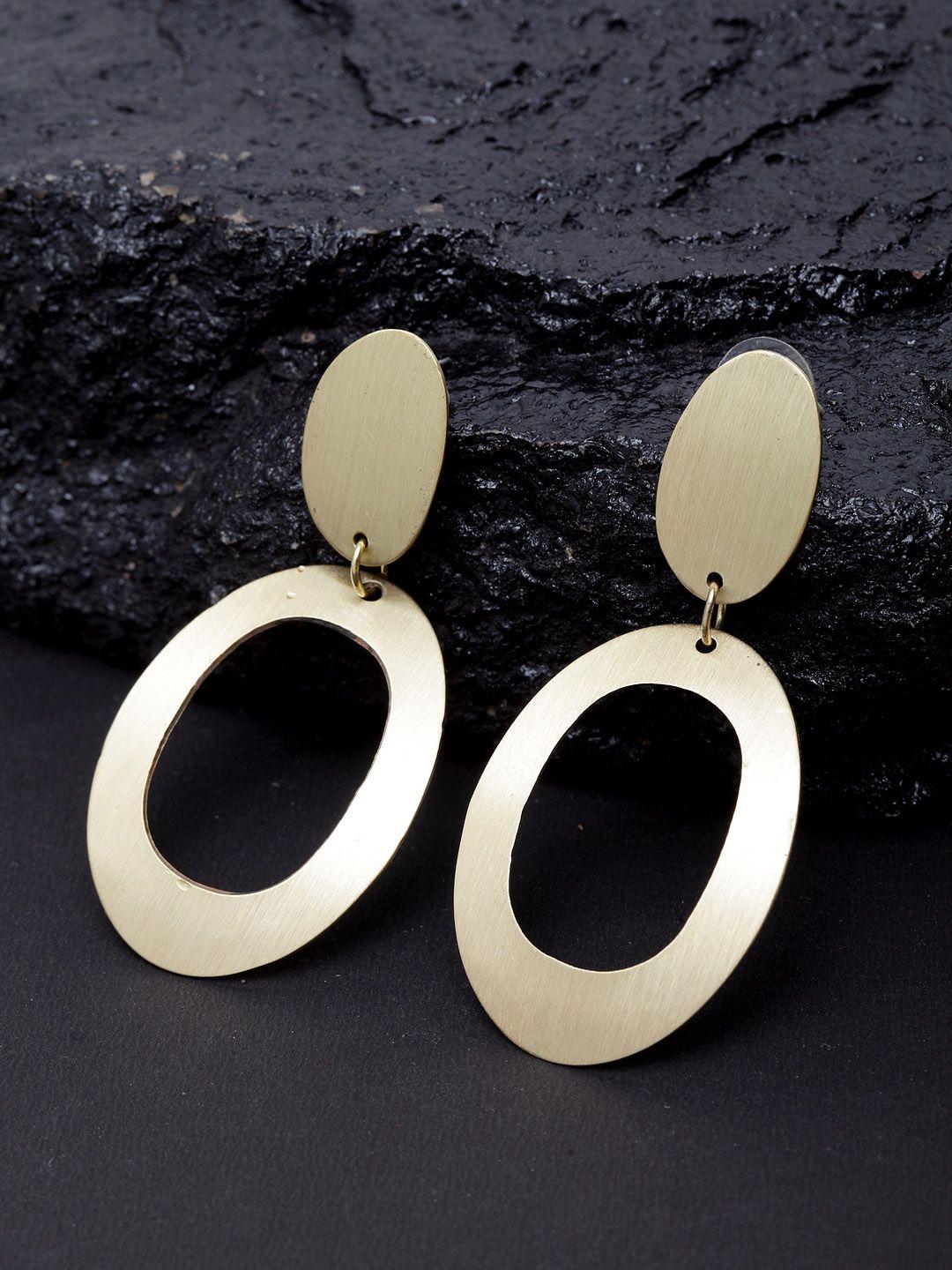 madame gold-plated oval drop earrings