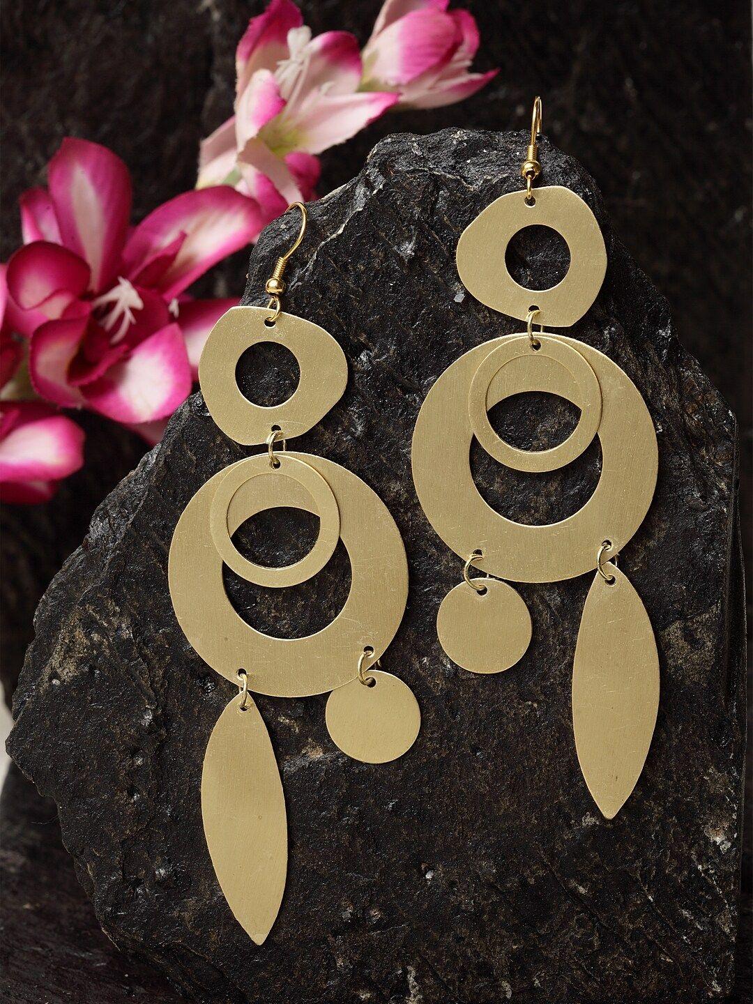 madame gold-toned brass-plated handcrafted circular drop earrings