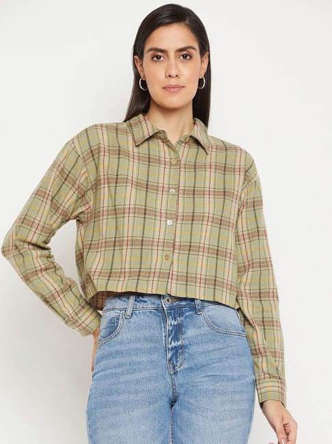 madame green chequered shirt