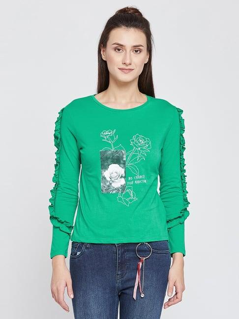 madame green cotton graphic print top