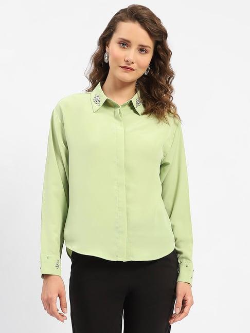 madame green embellished shirt