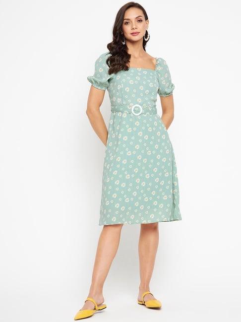 madame green floral print dress