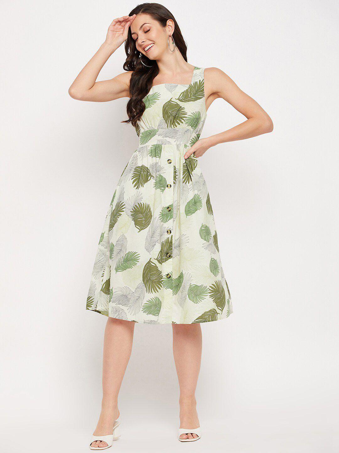 madame green floral print fit & flare dress