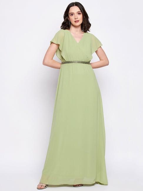 madame green maxi dress