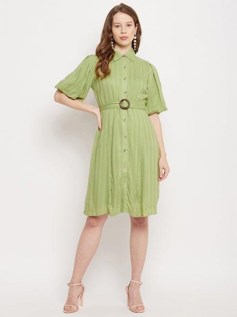 madame green midi shirt dress