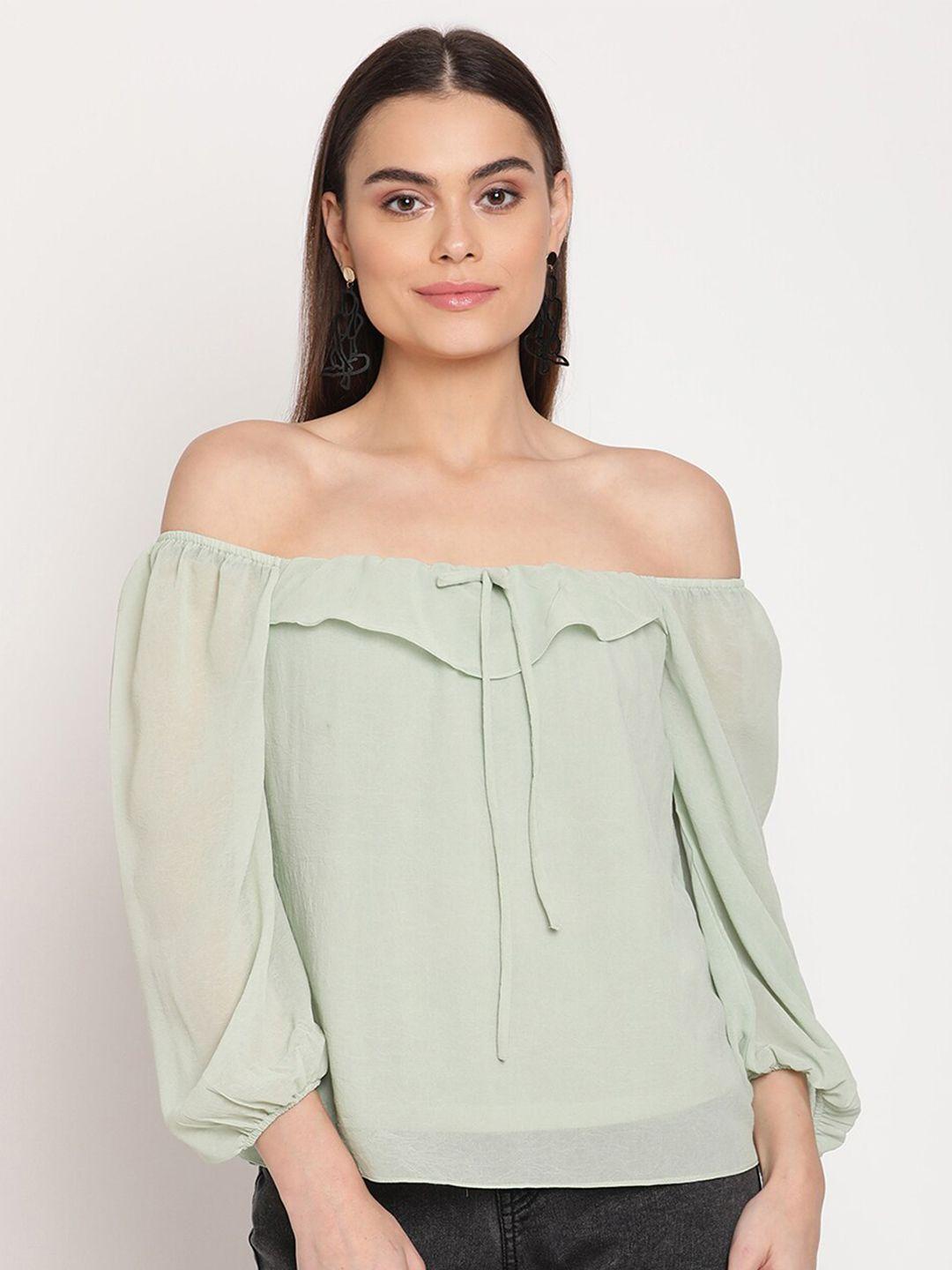 madame green off-shoulder bardot top