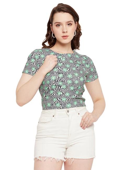 madame green printed crop top