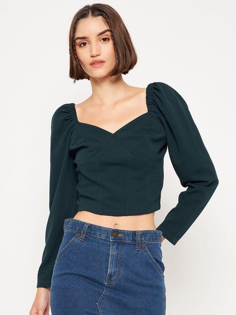 madame green regular fit crop top