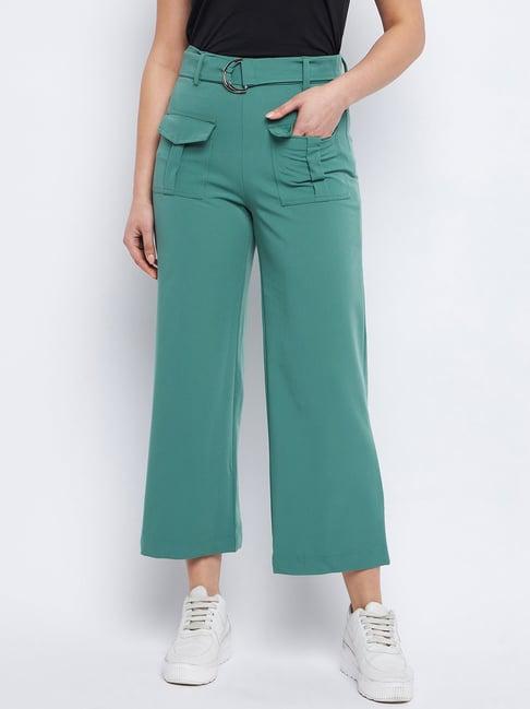 madame green straight fit mid rise trousers