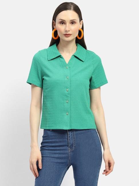 madame green textured shirt