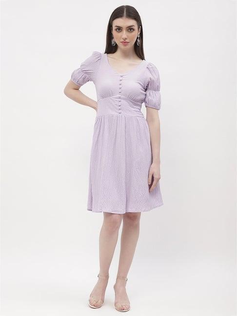 madame lavender textured fit & flare dress