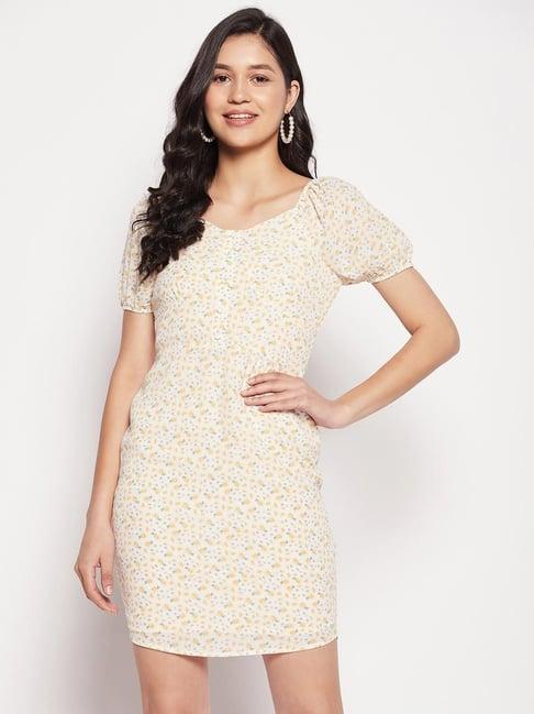 madame light yellow printed a line dress