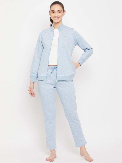 madame m secret blue striped jacket track pants set