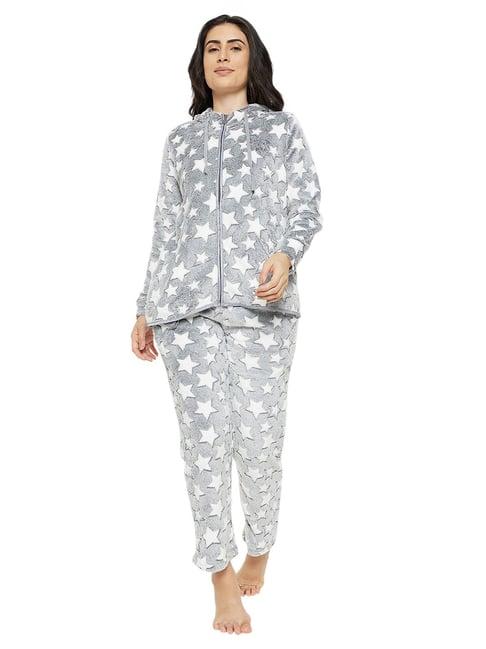 madame m secret grey printed hoodie with pyjamas