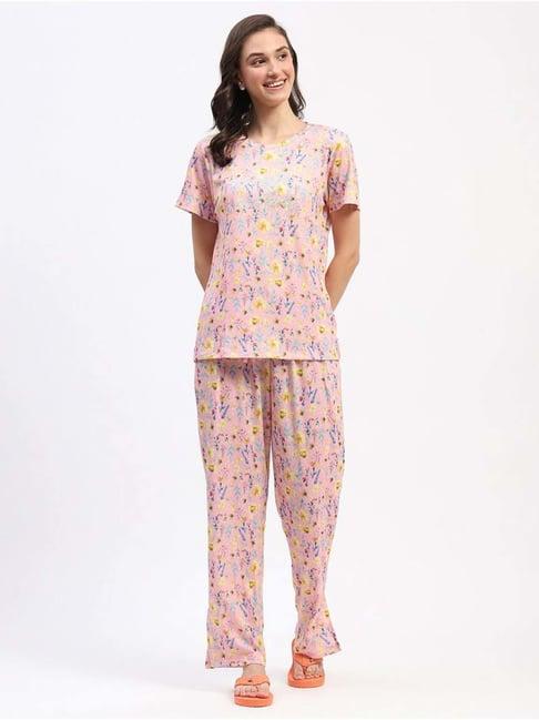 madame m secret pink printed t-shirt pyjamas set