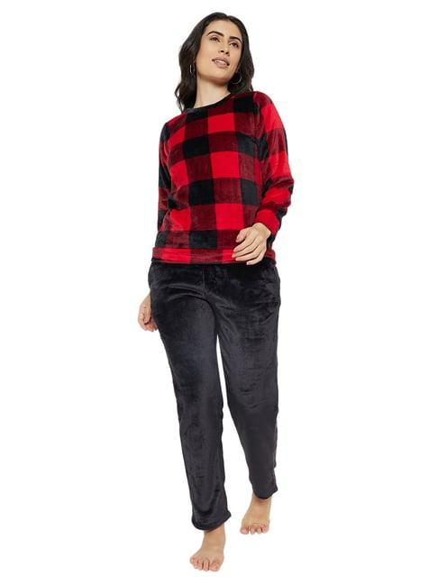 madame m secret red checks t-shirt with pyjamas