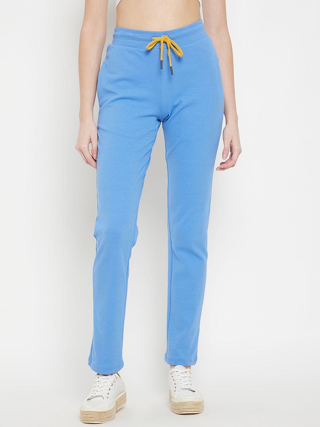 madame m secret women blue solid mid-rise track pants