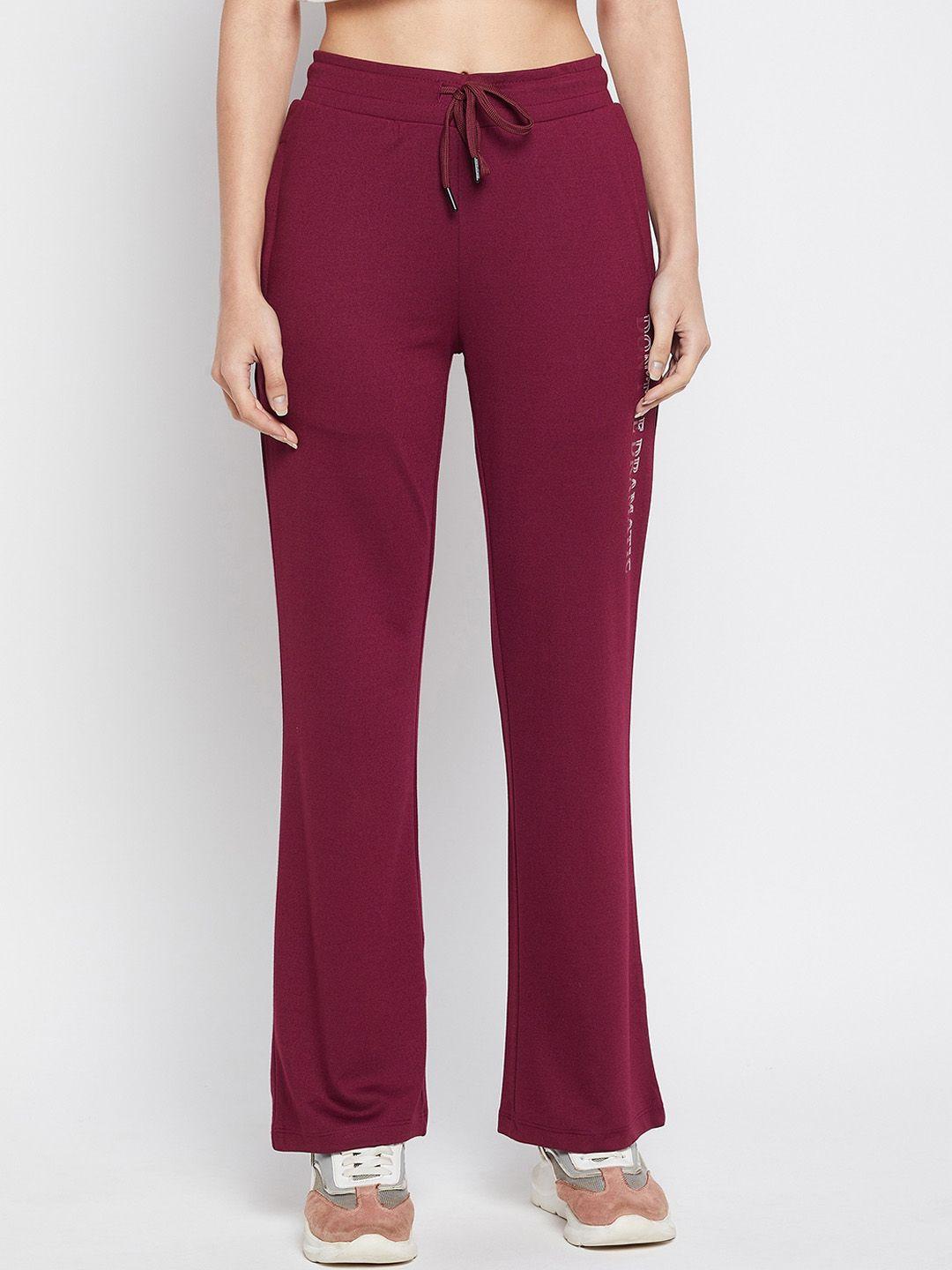 madame m secret women burgundy solid cotton track pants