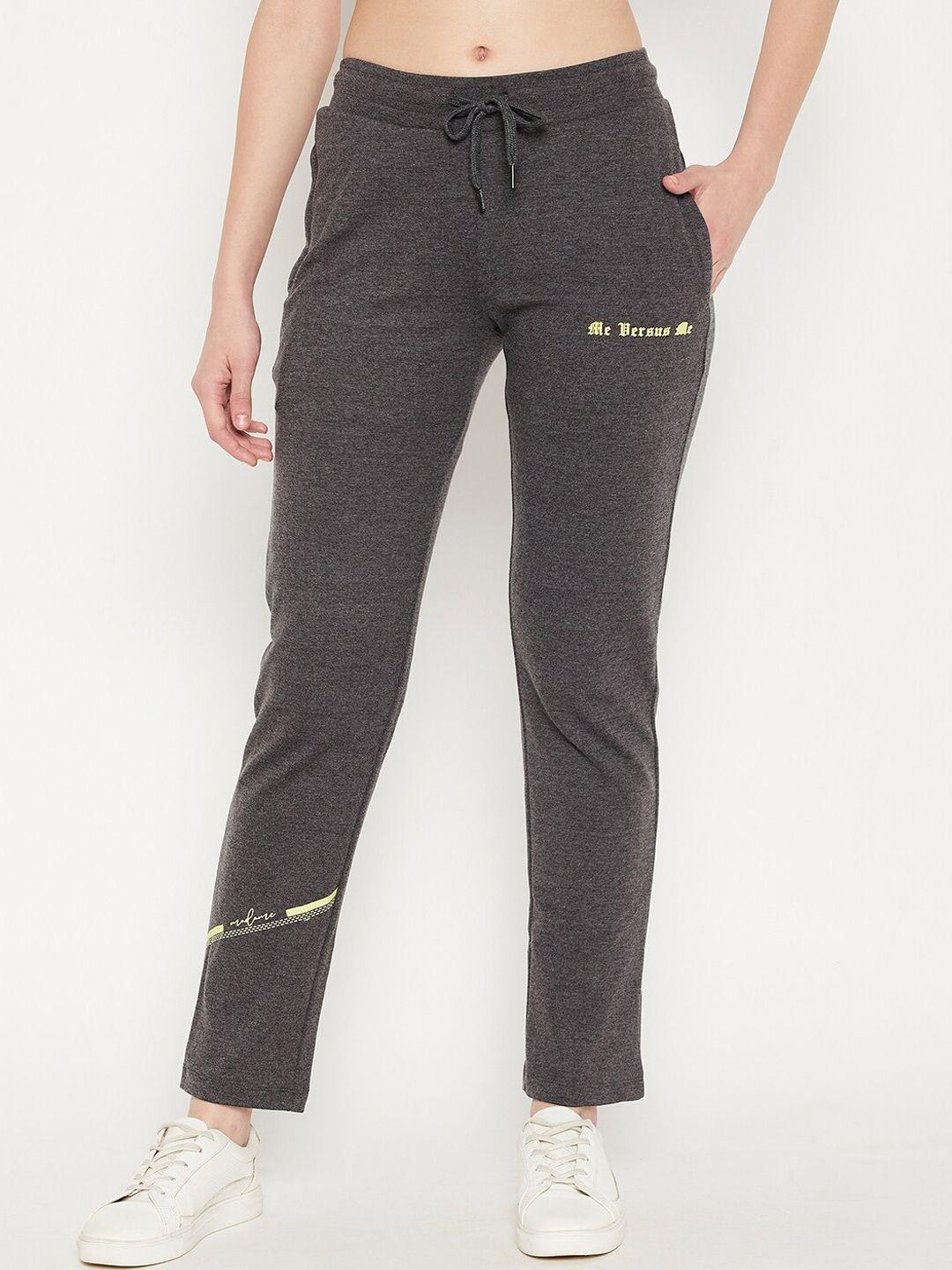 madame m secret women charcoal solid cotton track pants