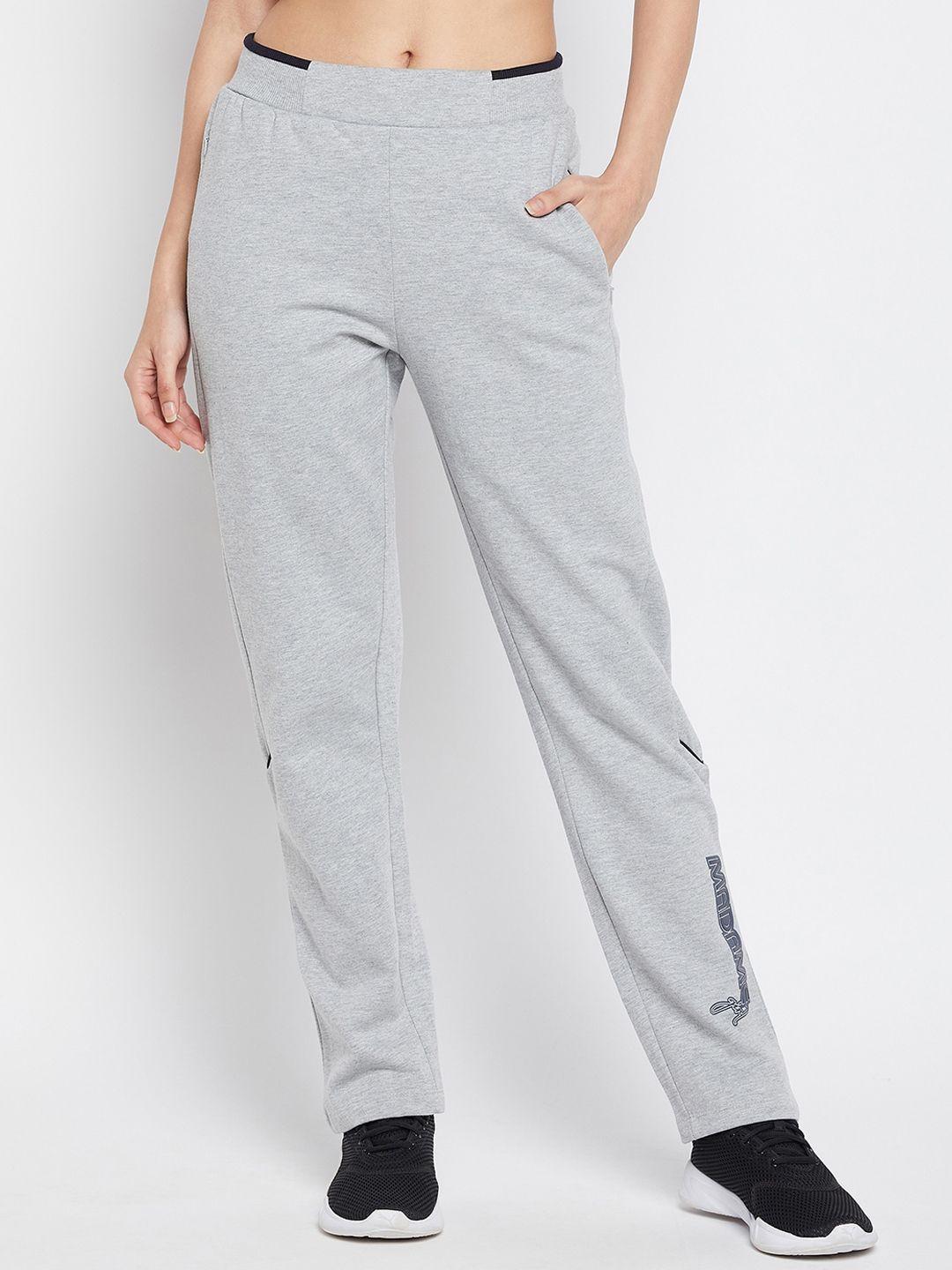 madame m secret women grey typography cotton track pants