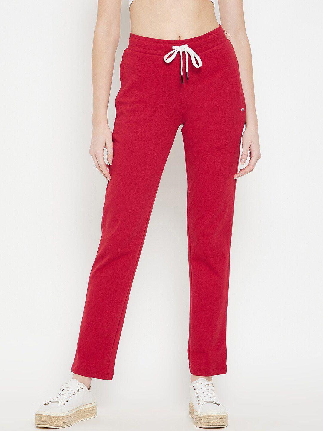 madame m secret women maroon solid cotton track pants