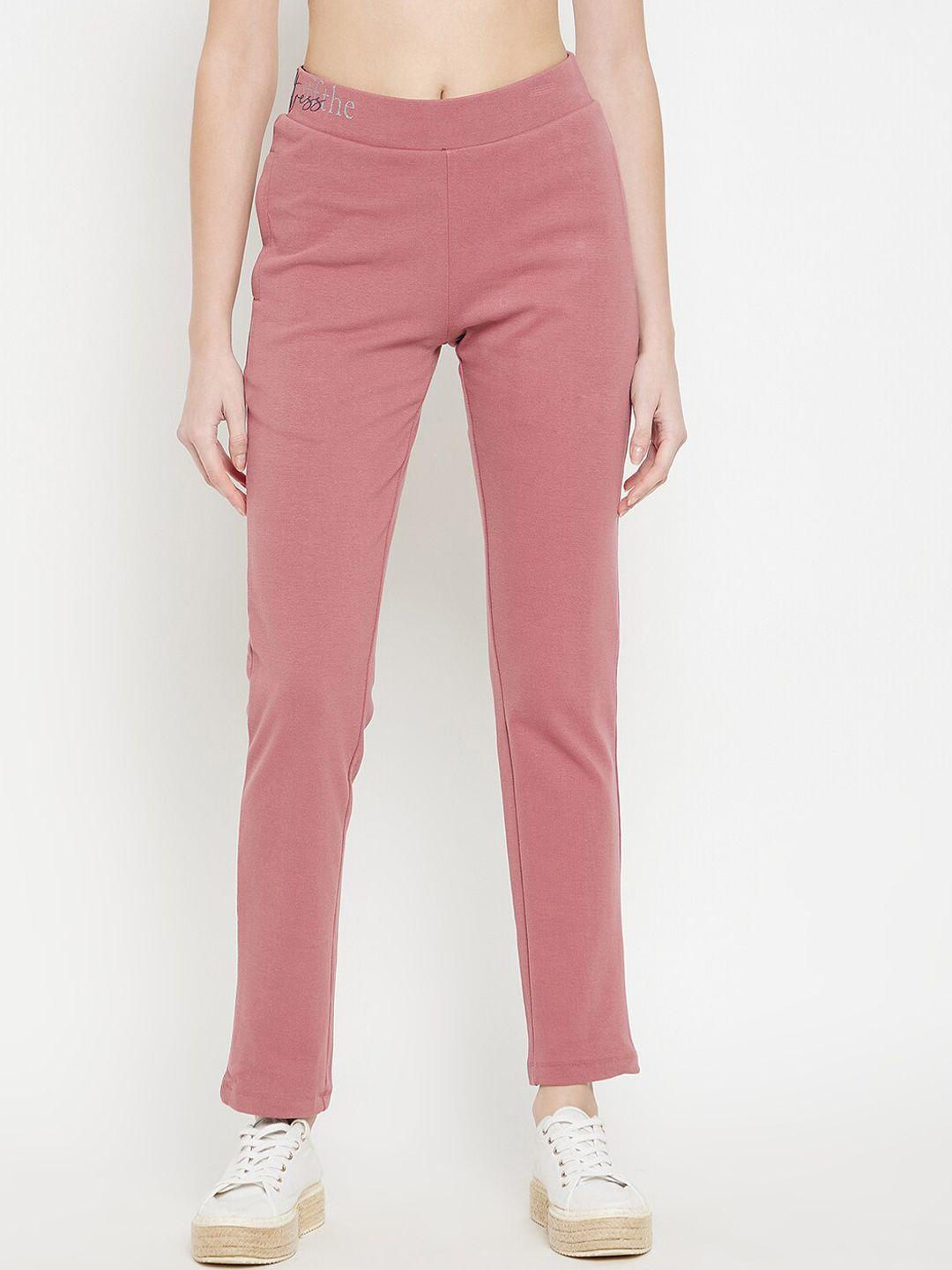 madame m secret women pink solid cotton track pants