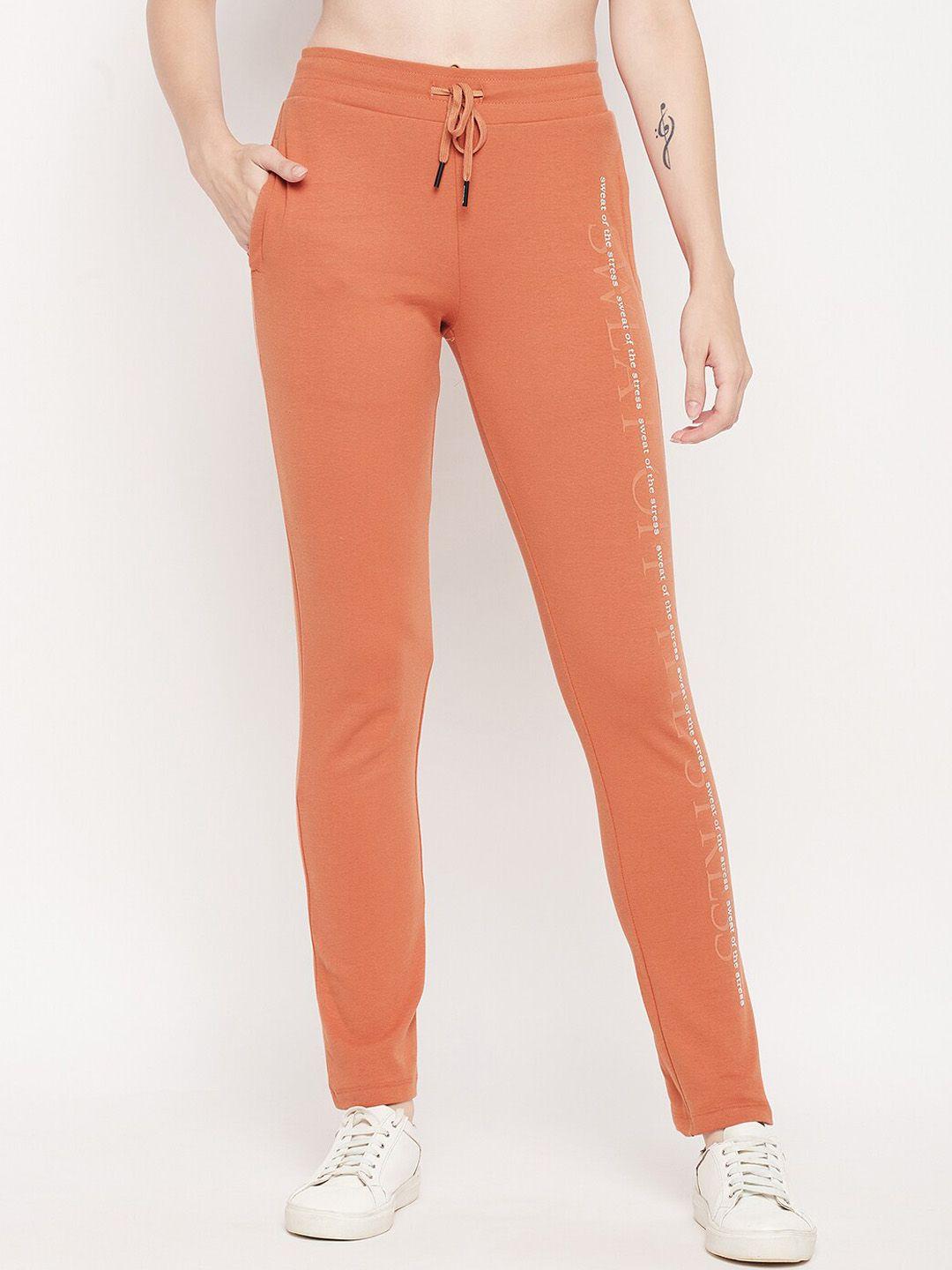 madame m secret women rust solid cotton track pants