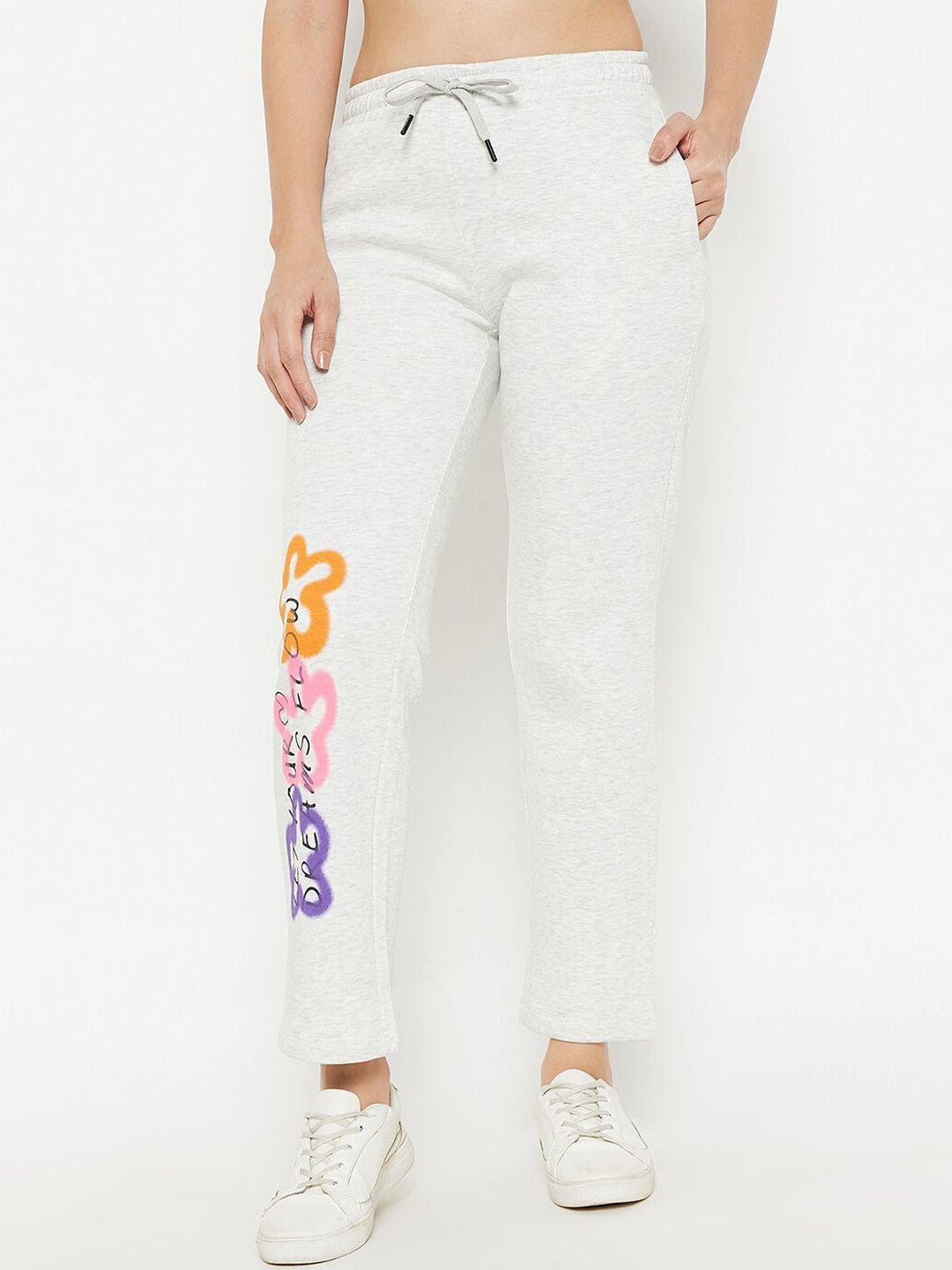 madame m secret women typography printed cotton track pants