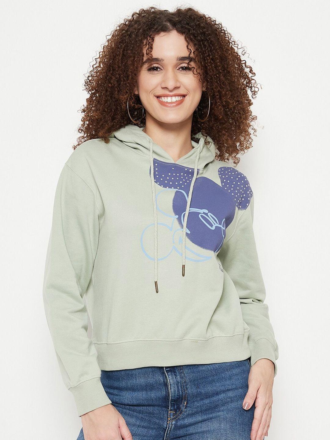 madame mickey mouse printed hooded cotton pullover