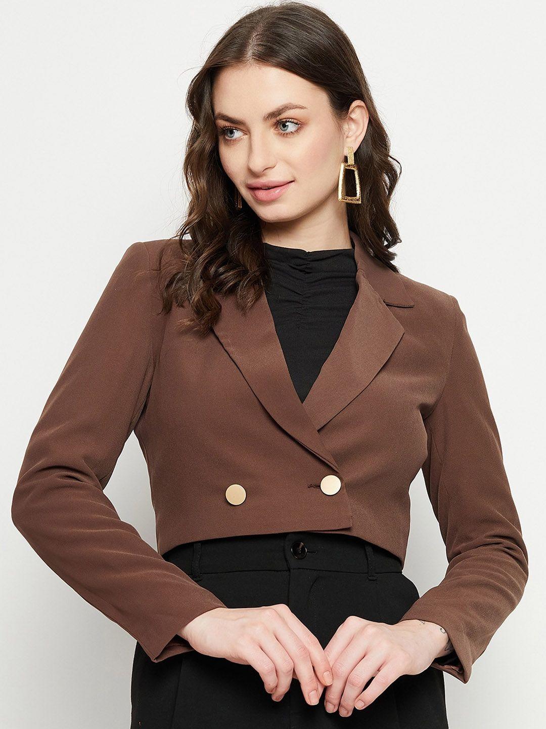 madame notched lapel crop double breasted blazer