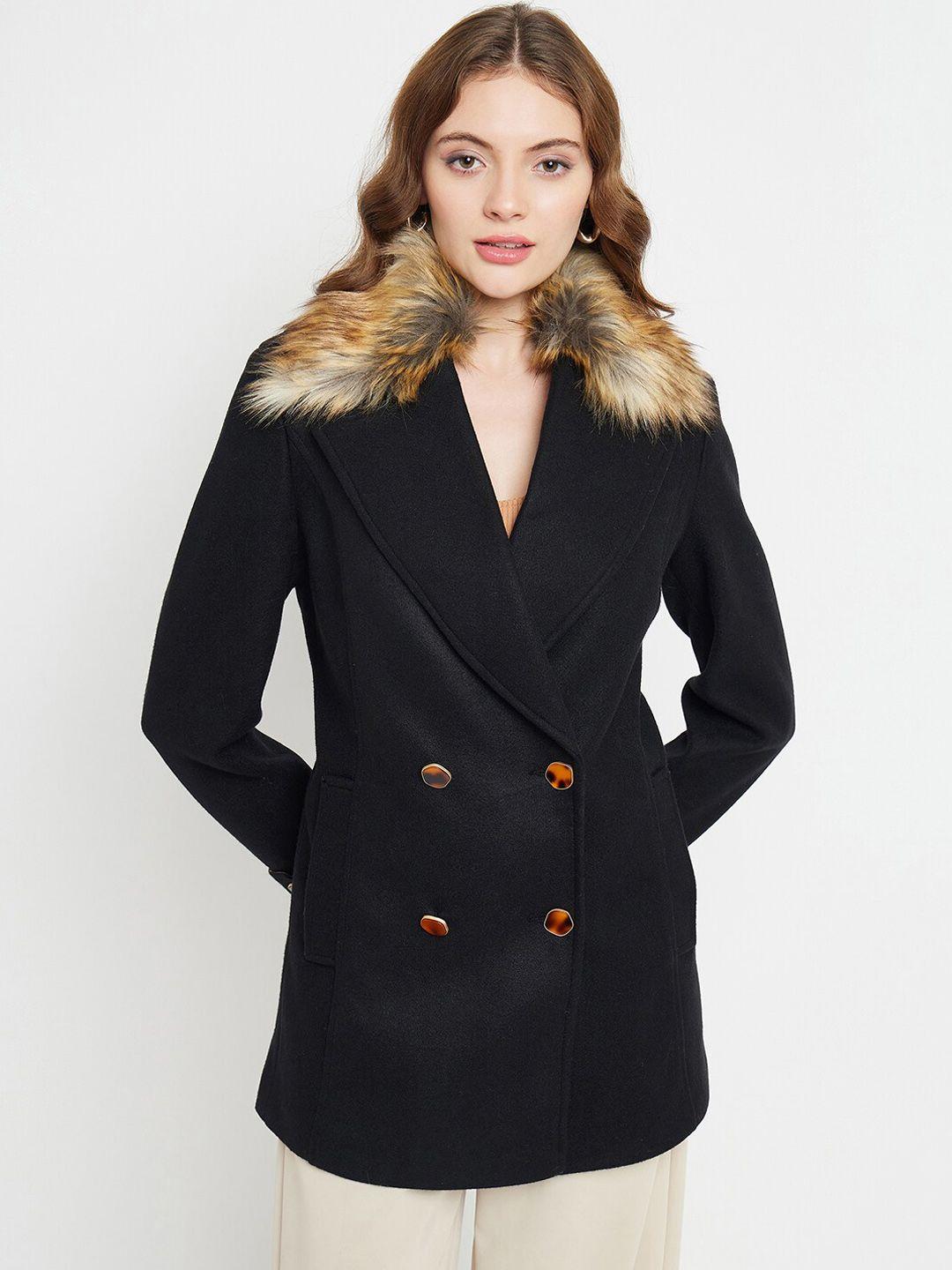 madame notched lapel double breasted pea coat