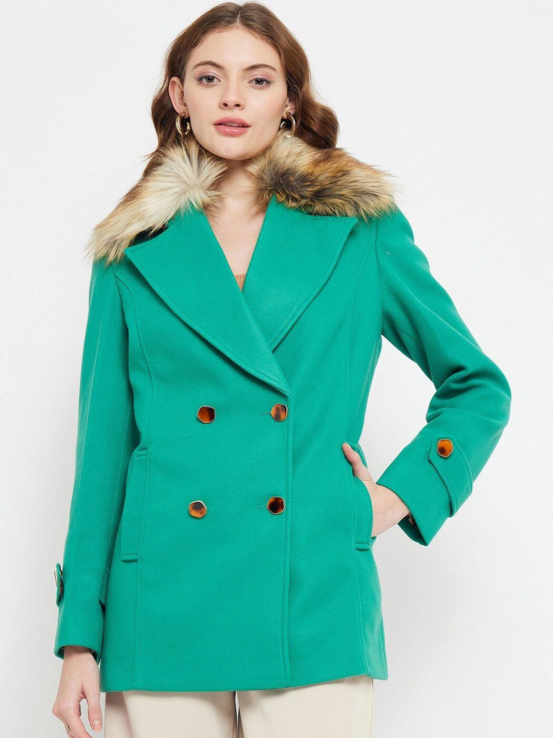 madame notched lapel double breasted pea coat