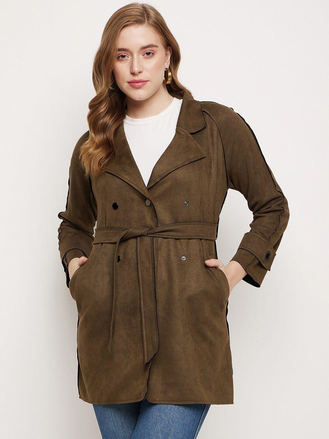 madame notched lapel long sleeved regular fit overcoat