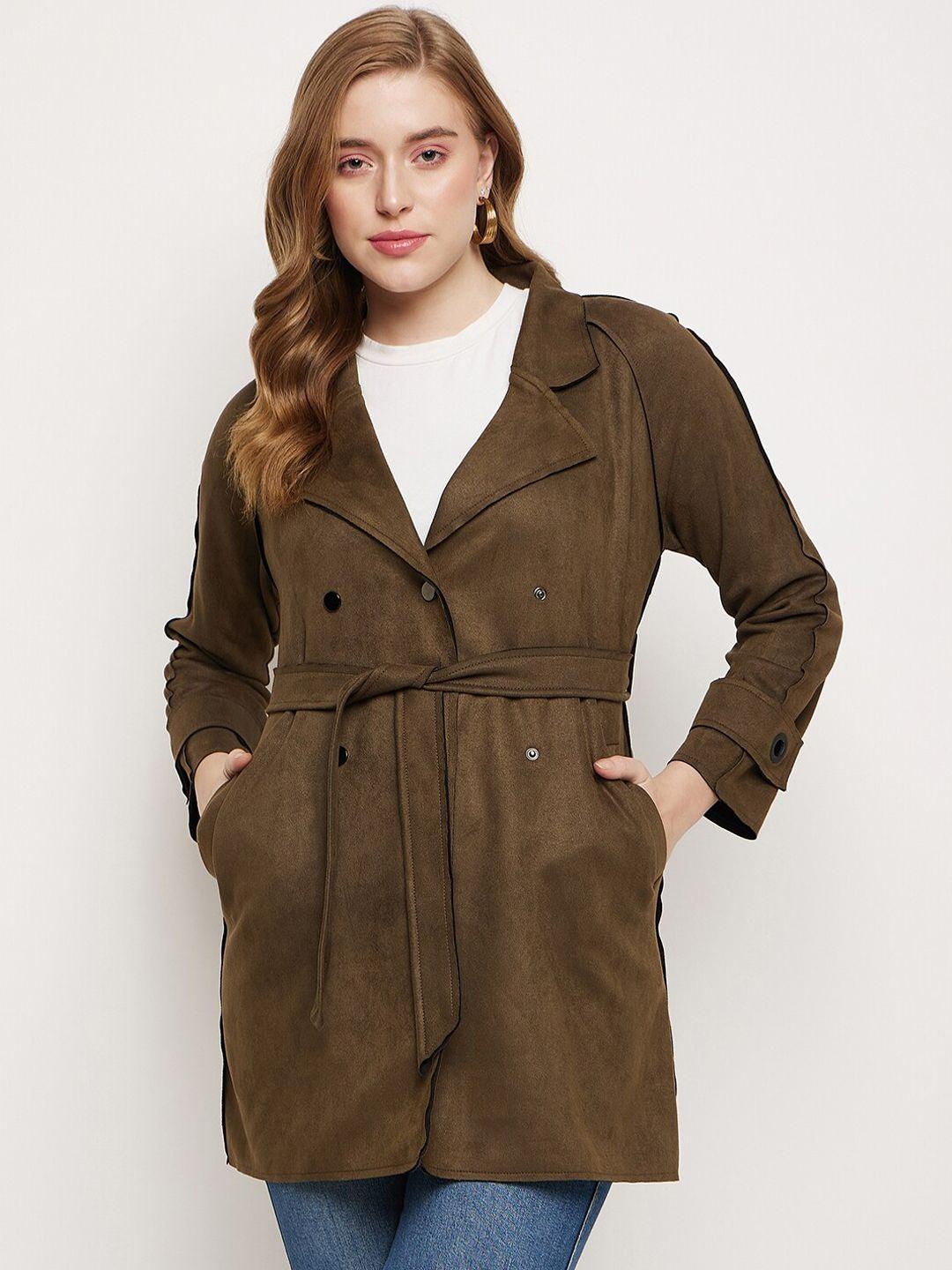 madame notched lapel long sleeved regular fit overcoat