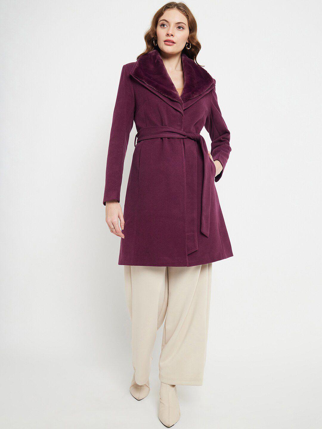 madame notched lapel single breasted longline overcoat