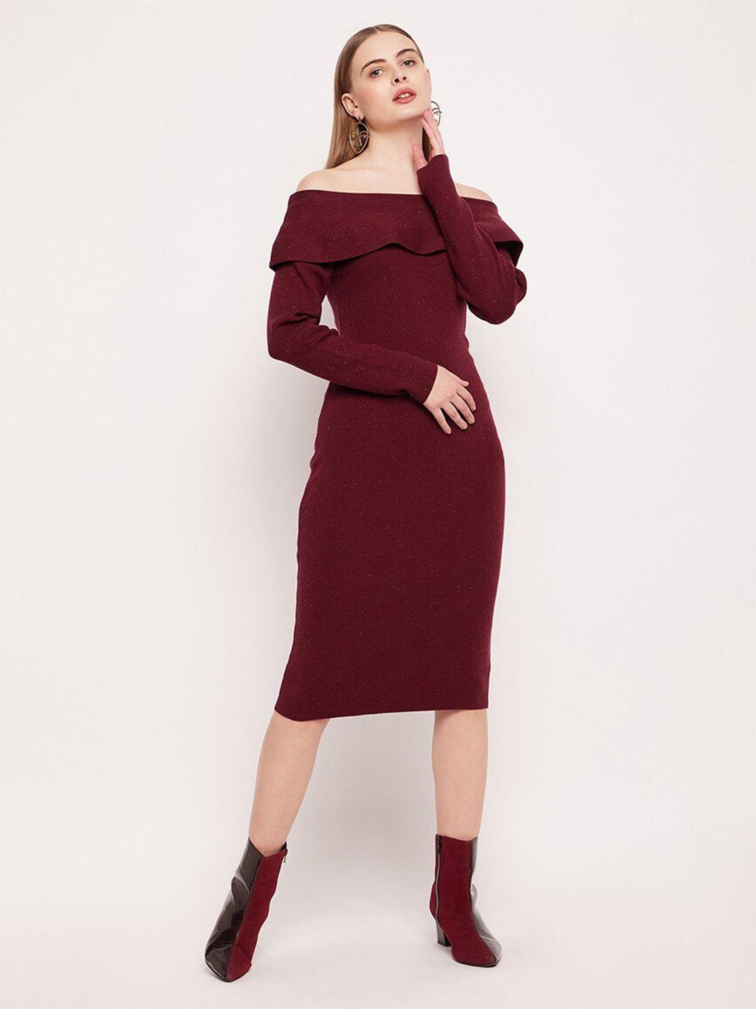 madame off-shoulder long sleeves bodycon midi dress