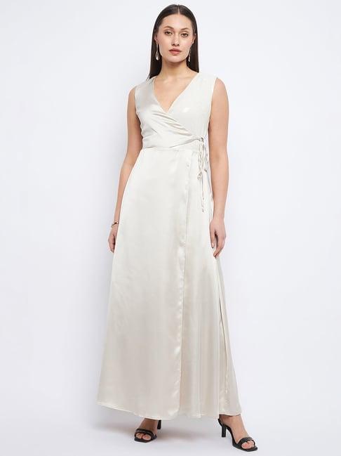 madame off white embellished maxi dress