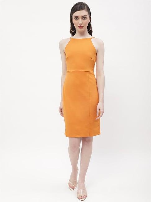 madame orange slim fit bodycon dress