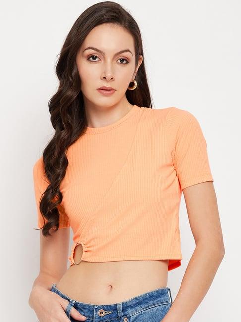 madame orange slim fit crop top