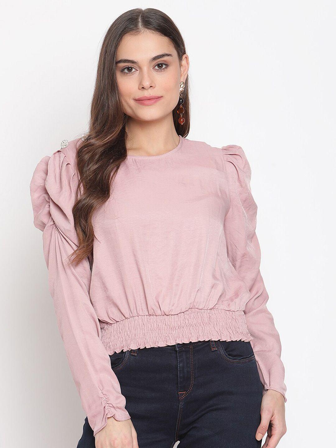 madame peach-coloured blouson top