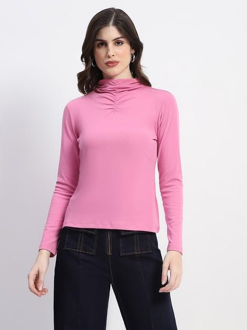 madame pink cotton slim fit top